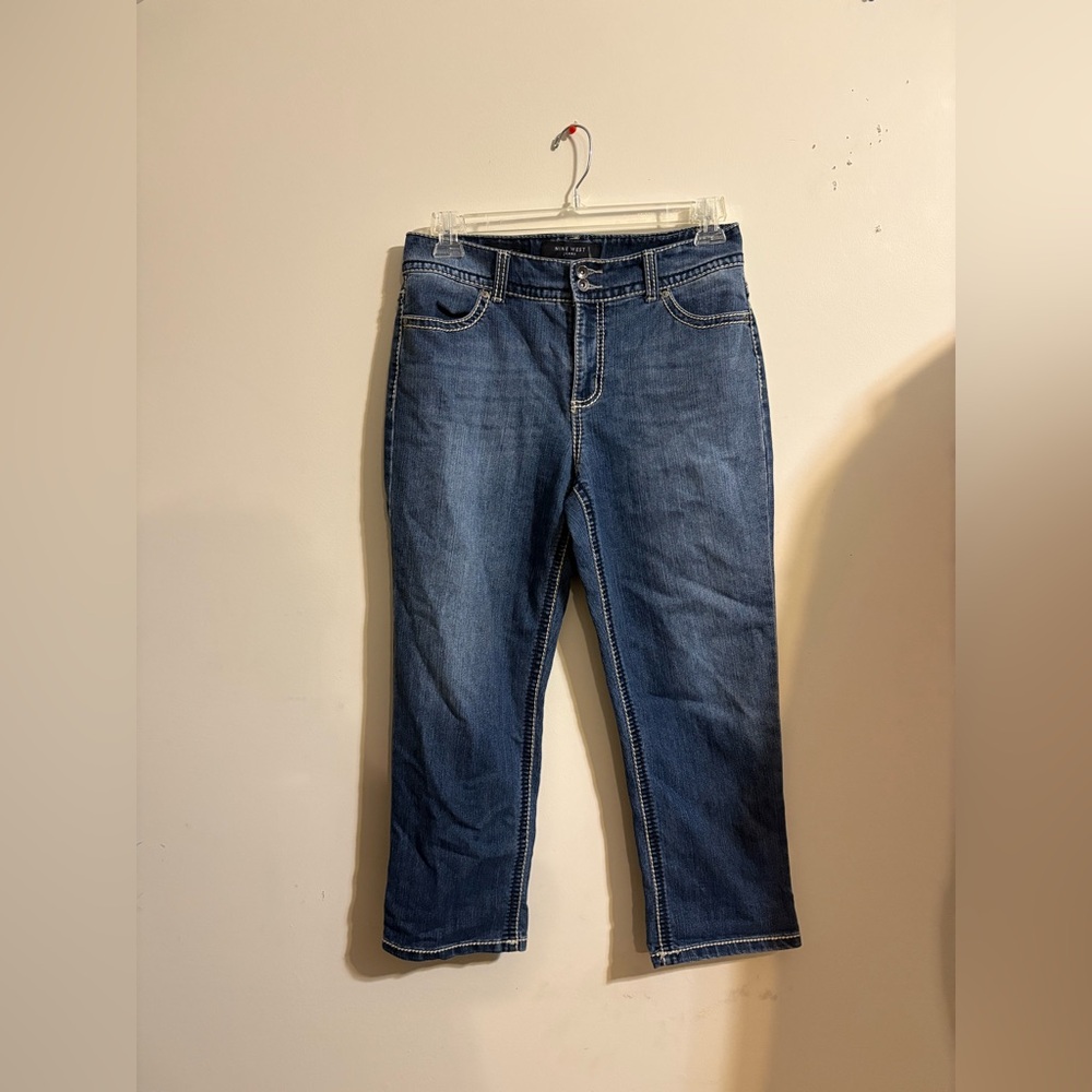 Nine West Jeans Women’s 10 Date Night Fit Jeans 2 Button Waist Bling Pockets‎